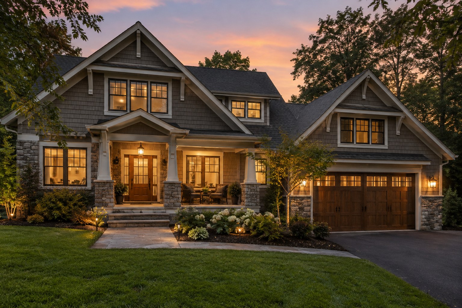 A Fredericksburg and Stafford home at dusk, illustrative